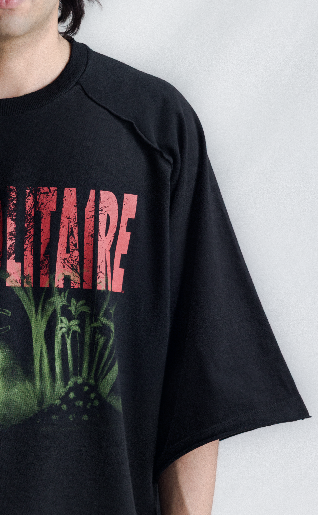 T-SHIRT PIQUET PLAYSOLITAIRE OVERSIZED RAGLAN BLACK