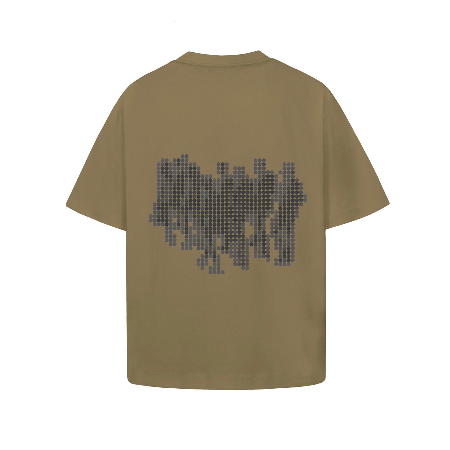 LINE DOTS BOXY BROWN T-SHIRT