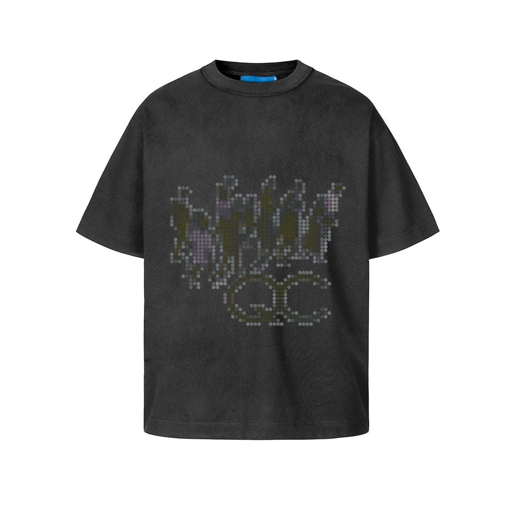 LINE DOTS BOXY GREY T-SHIRT