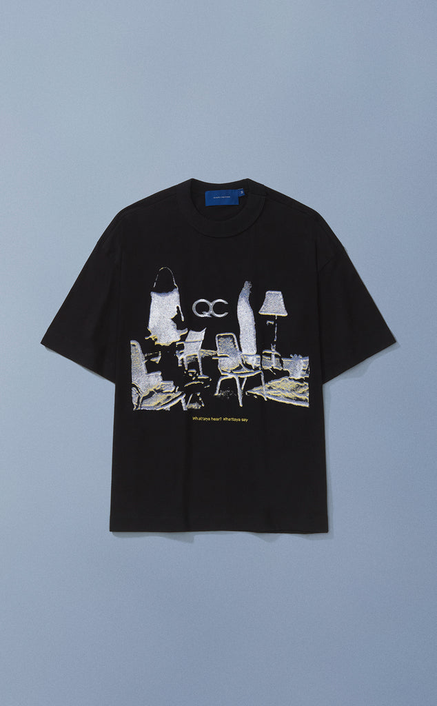 CAMISETA SALA DE ESPERA  BOXY PRETO