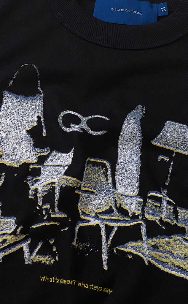 CAMISETA QC SALA DE ESPERA BABY TEE PRETO