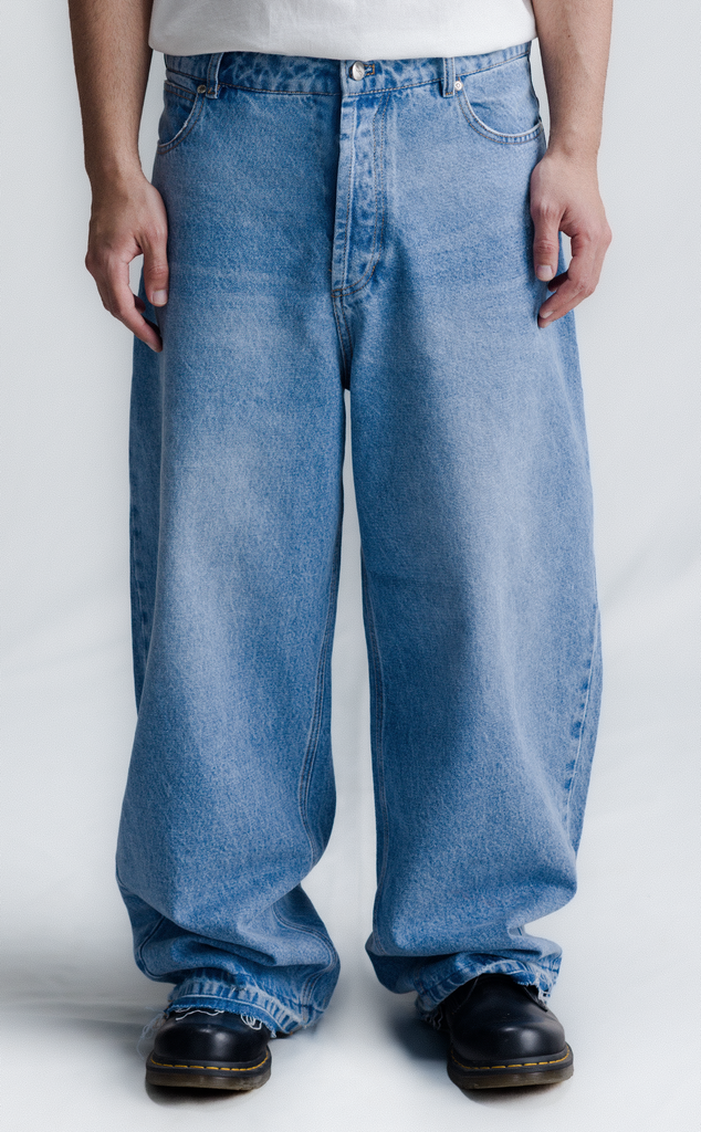 [PRÉ-VENDA] SIDE DART DENIM BAGGY PANTS BABY BLUE