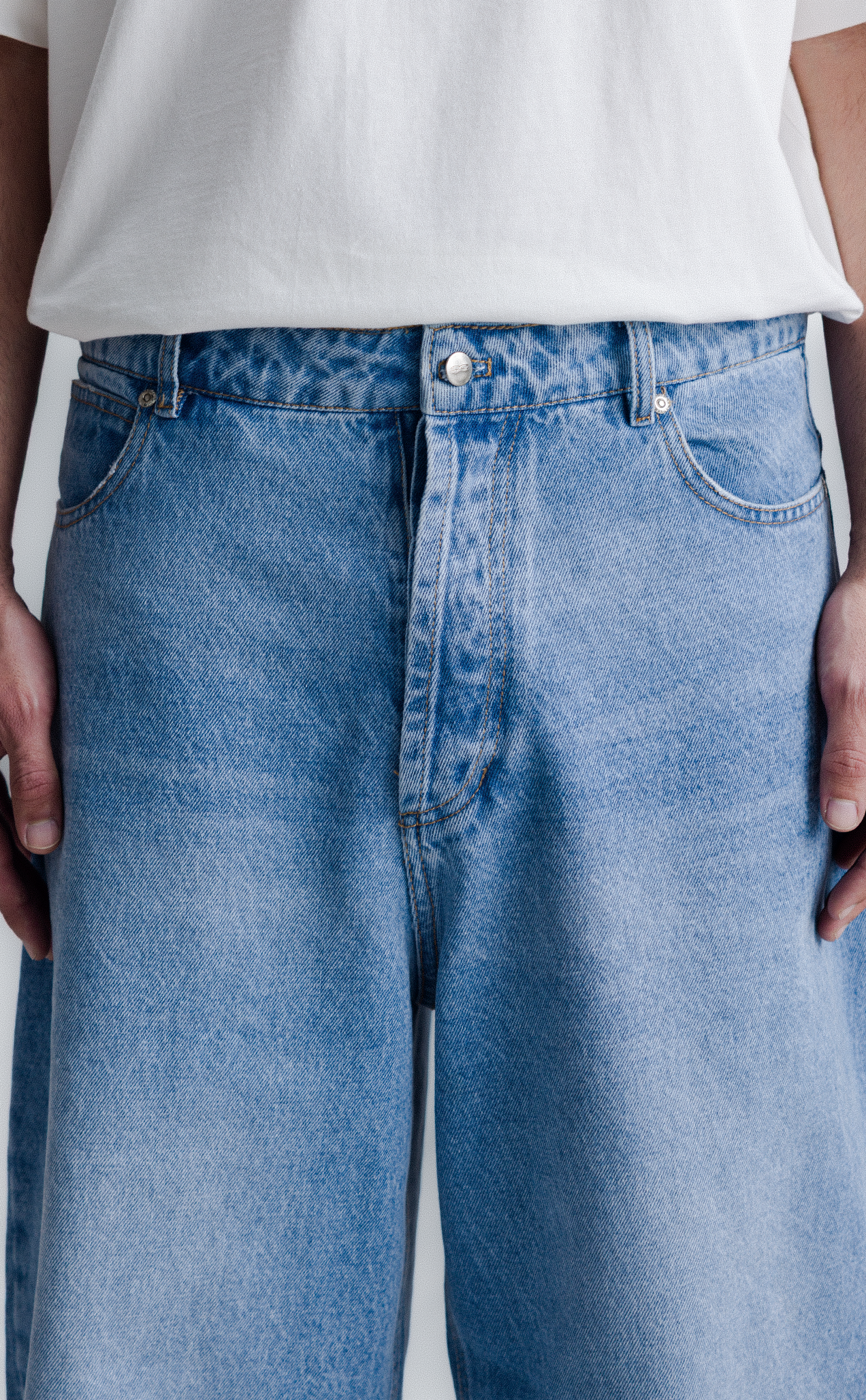 [PRÉ-VENDA] SIDE DART DENIM BAGGY PANTS BABY BLUE