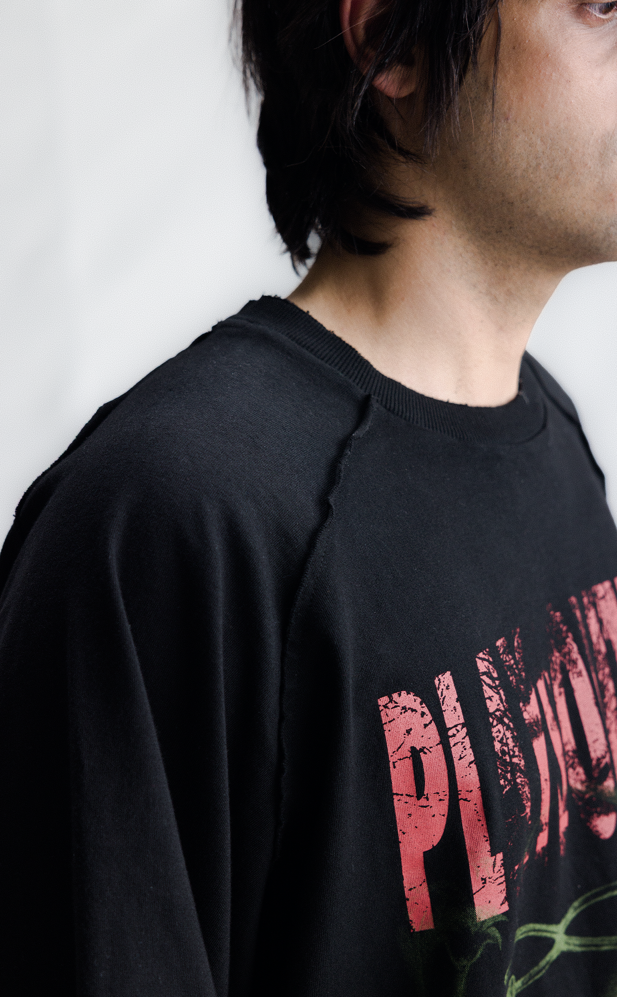 T-SHIRT PIQUET PLAYSOLITAIRE OVERSIZED RAGLAN BLACK