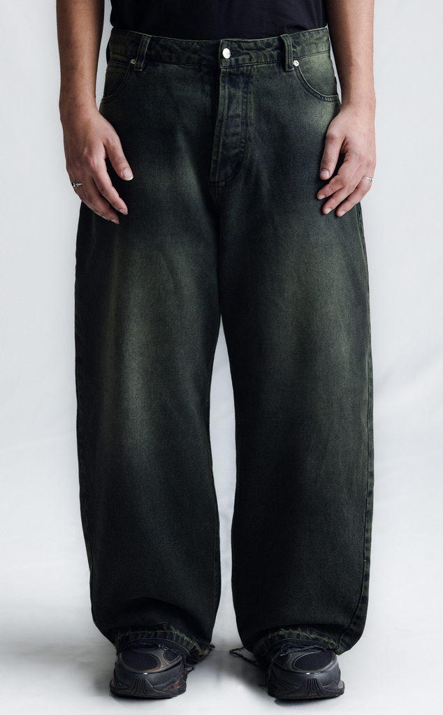 [PRÉ-VENDA] SIDE DART DENIM BAGGY PANTS ACID BLACK