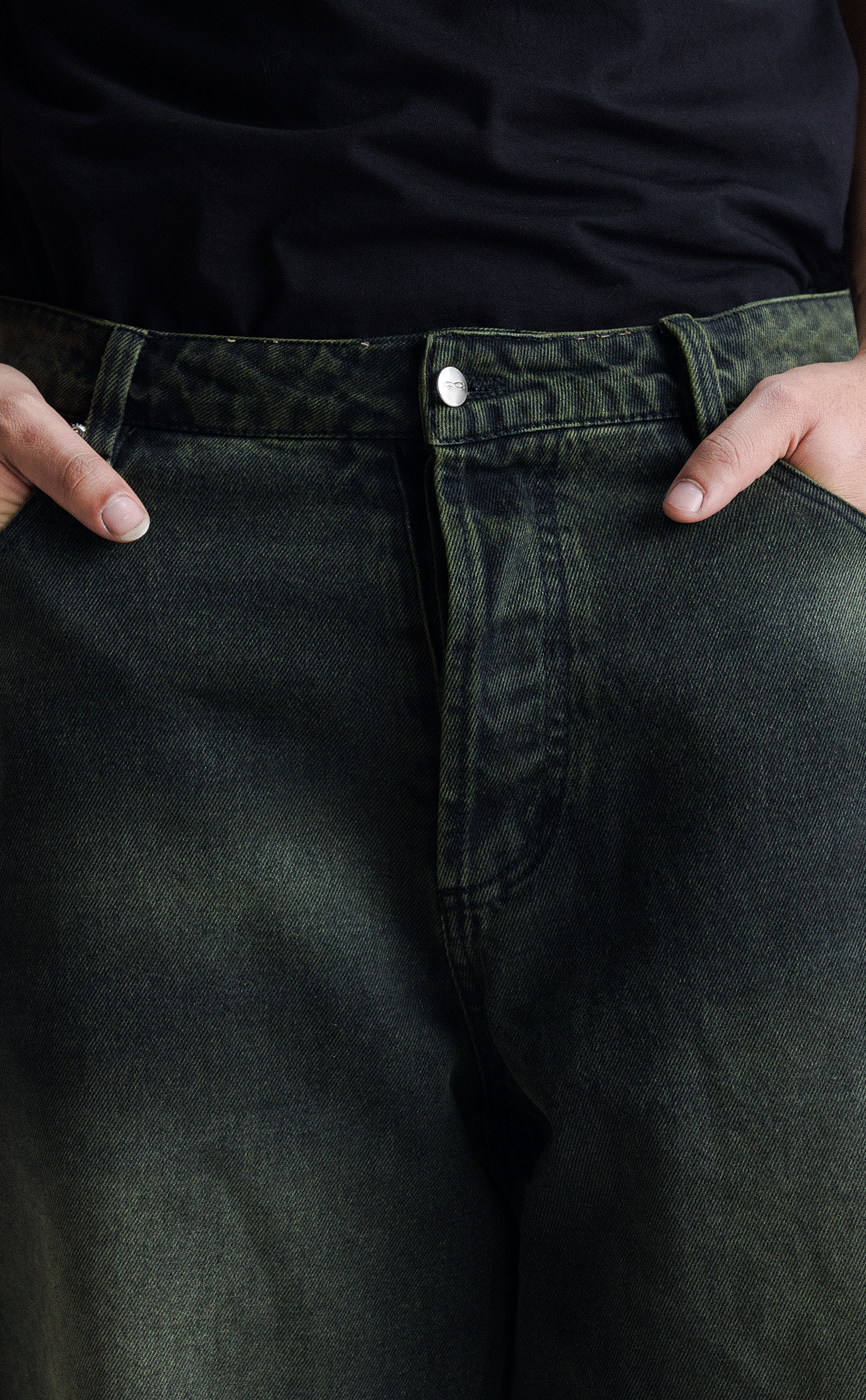 [PRÉ-VENDA] SIDE DART DENIM BAGGY PANTS ACID BLACK