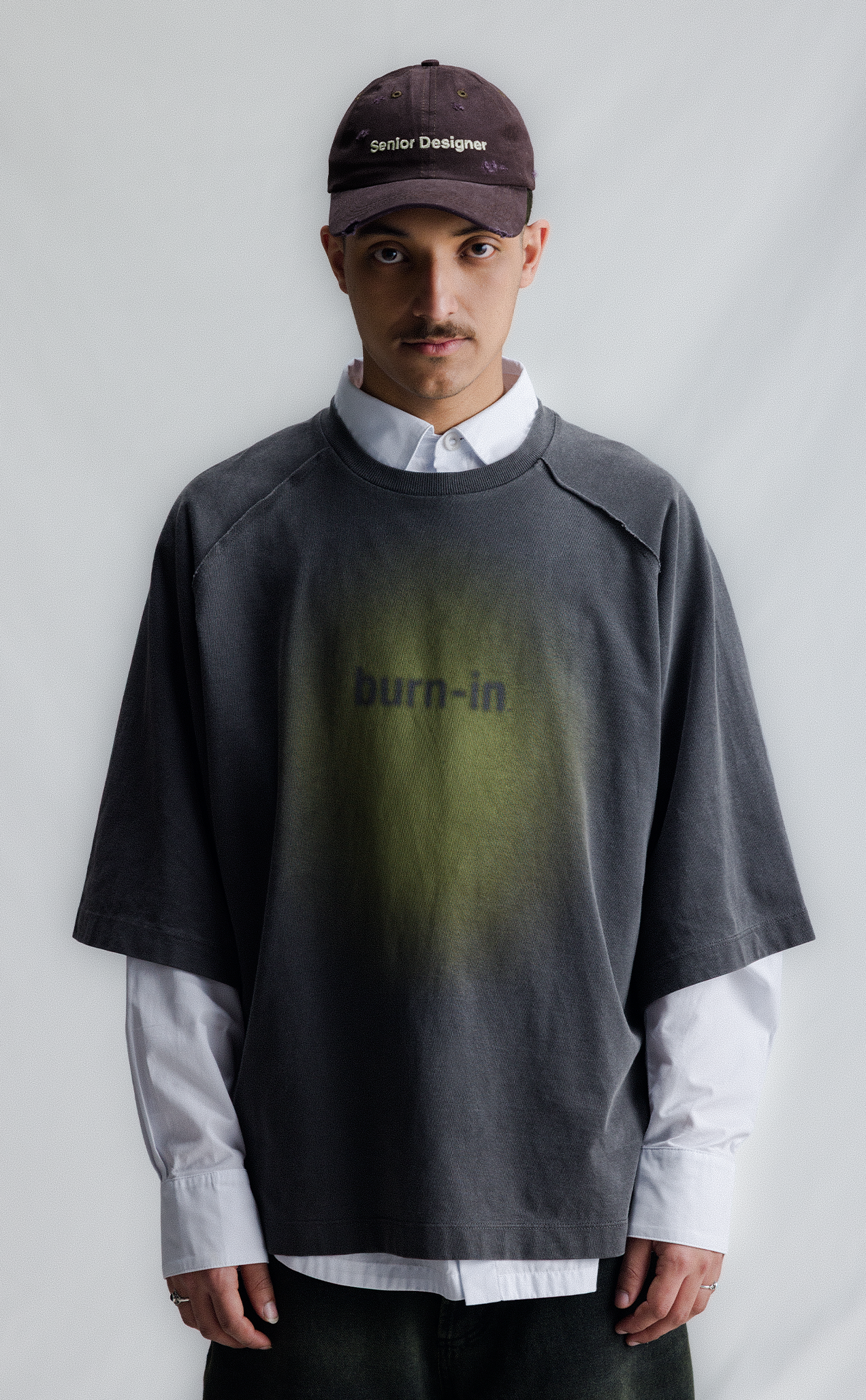 T-SHIRT BURN-IN OVERSIZED RAGLAN STONED ACID GREEN