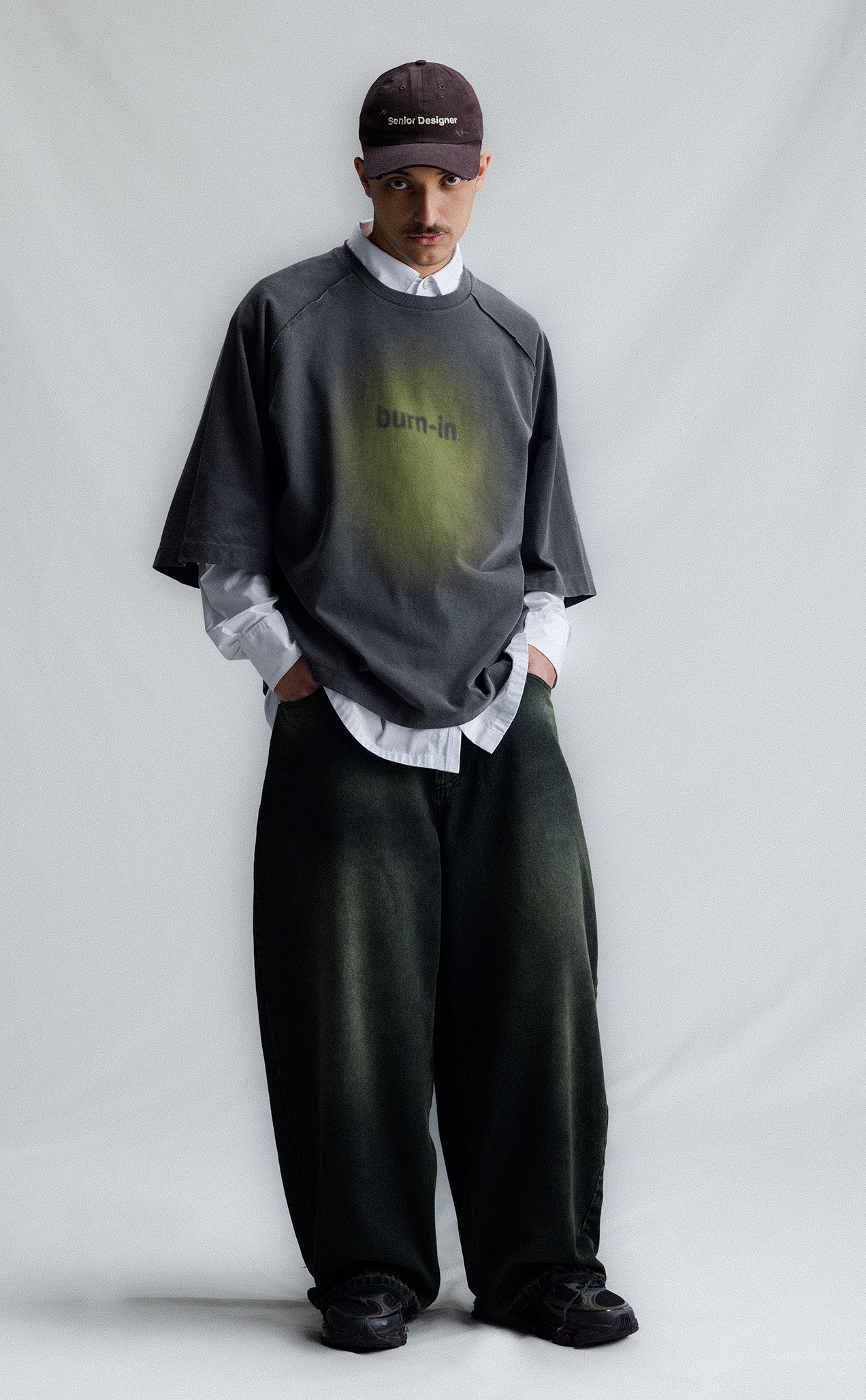 T-SHIRT BURN-IN OVERSIZED RAGLAN STONED ACID GREEN