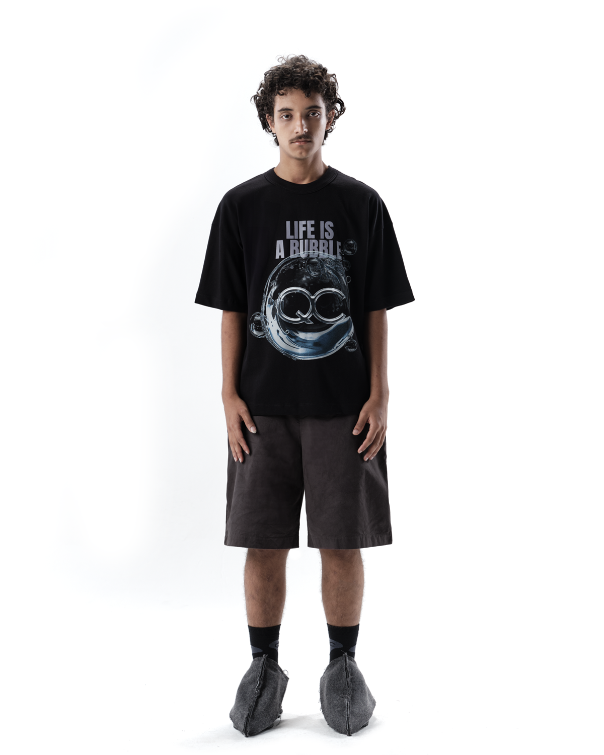 BUBBLE LIF BOXY BLACK T-SHIRT