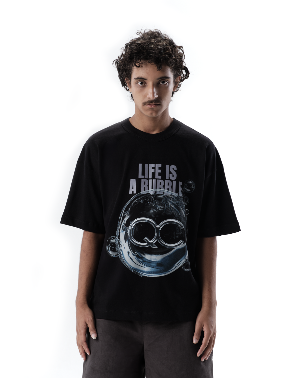 BUBBLE LIF BOXY BLACK T-SHIRT