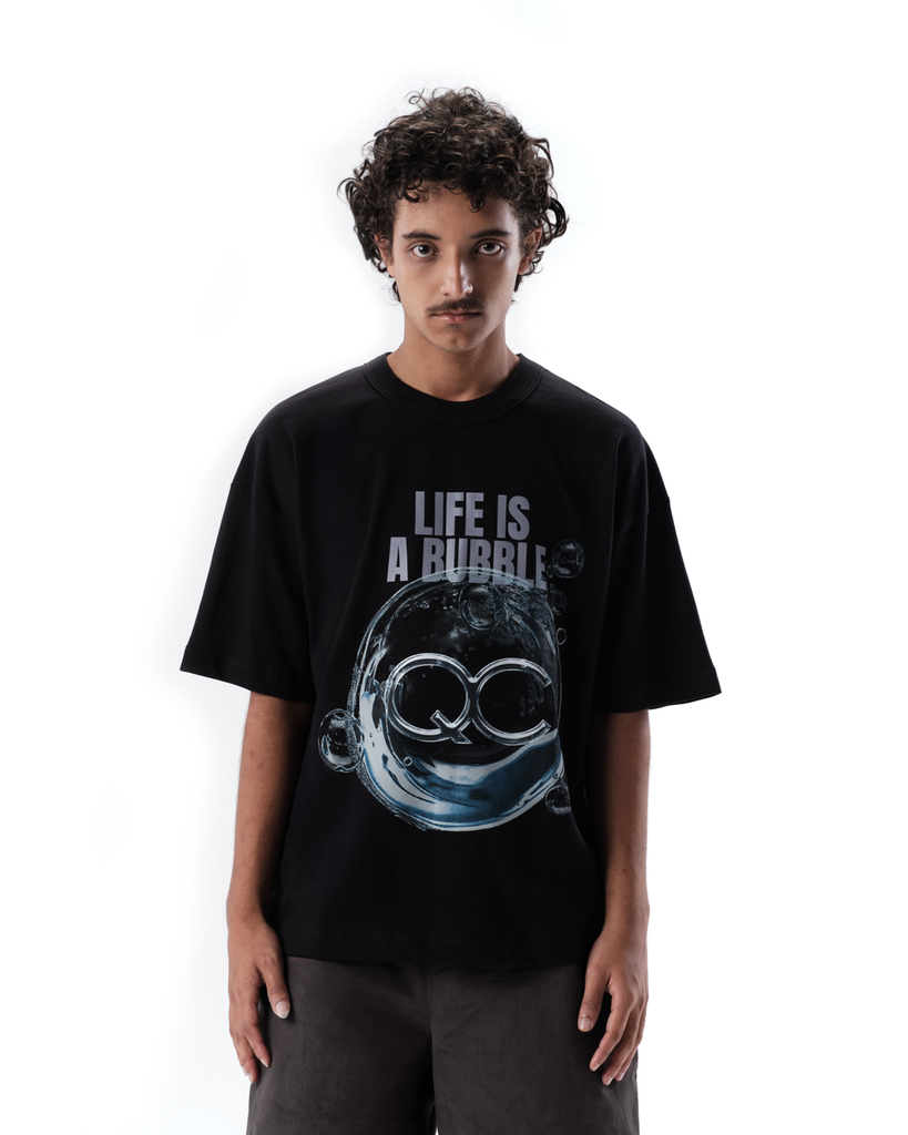 BUBBLE LIF BOXY BLACK T-SHIRT