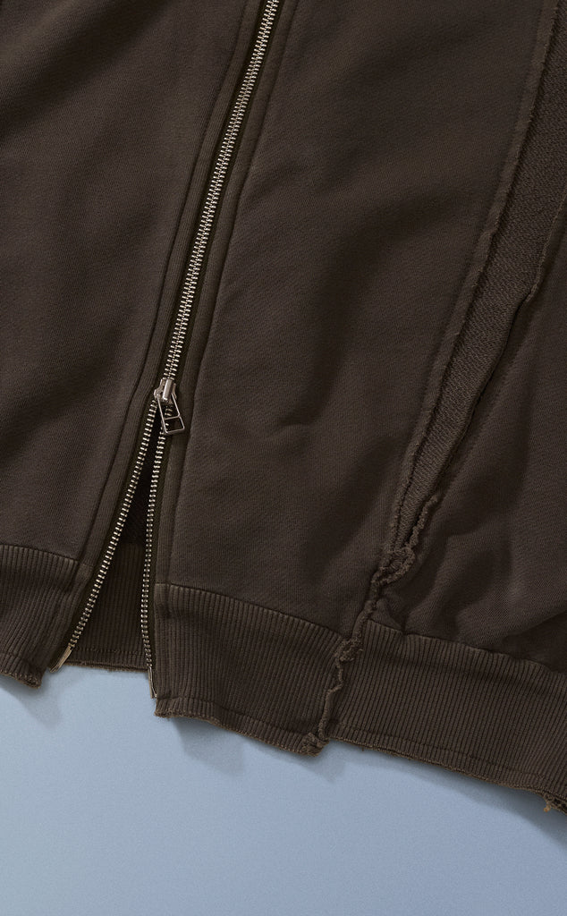 MOLETOM DELTA ZIP STONED MARROM