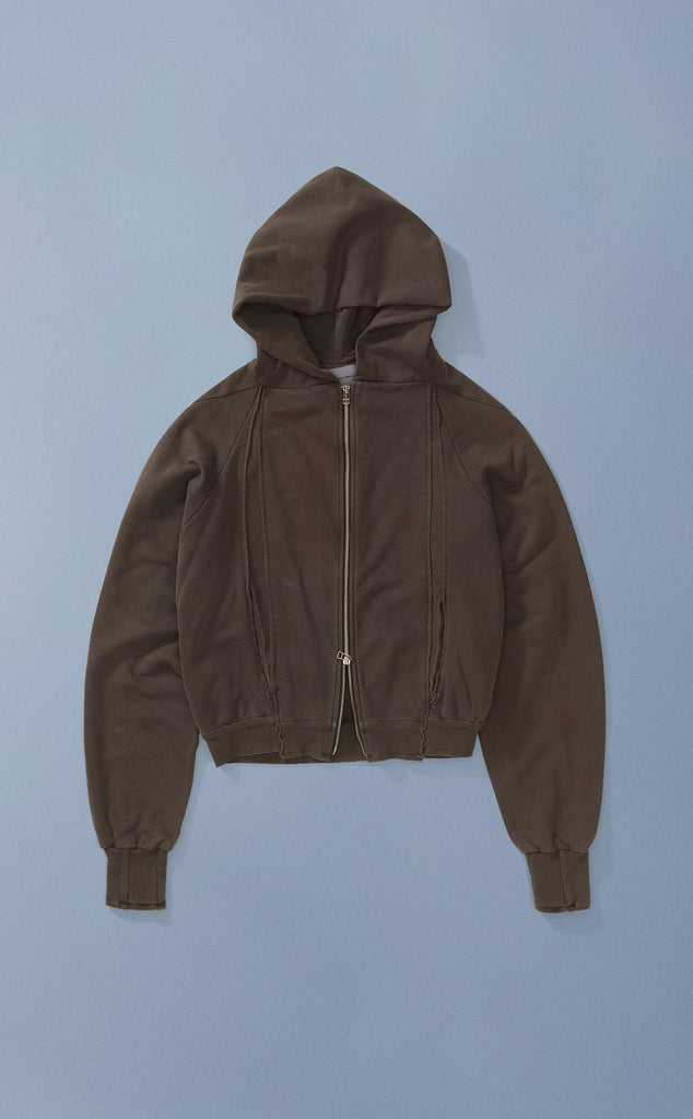 MOLETOM DELTA ZIP STONED MARROM