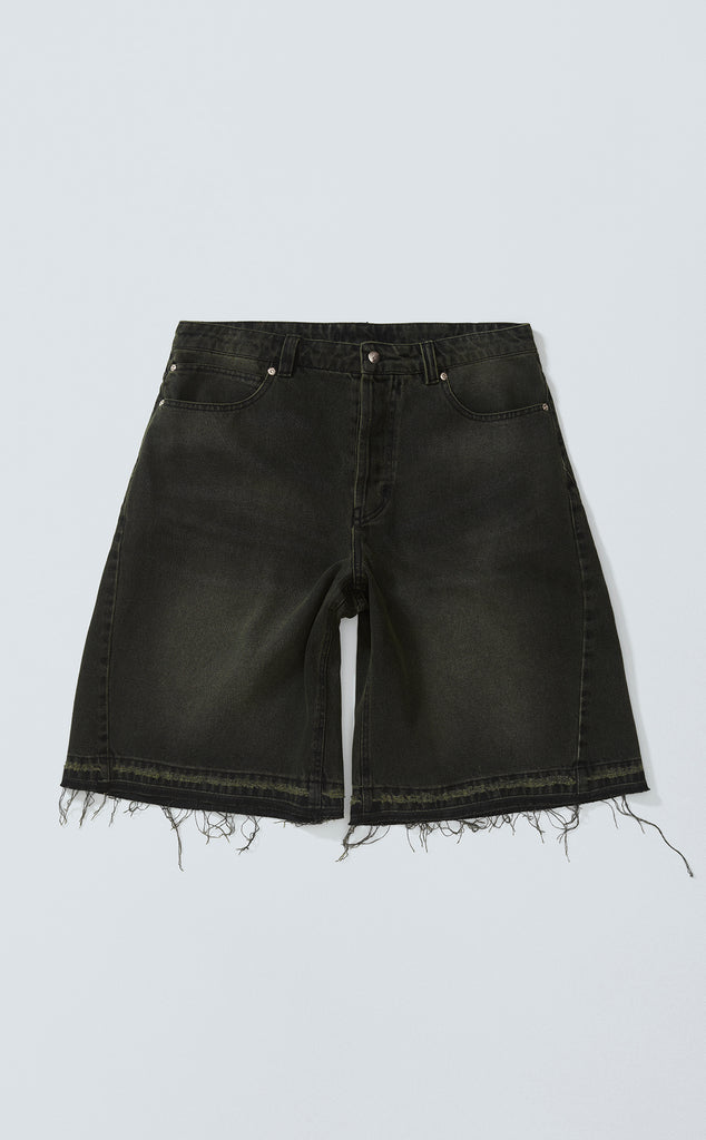 [PRÉ-VENDA] SIDE DART DENIM SUPER BAGGY SHORTS ACID BLACK