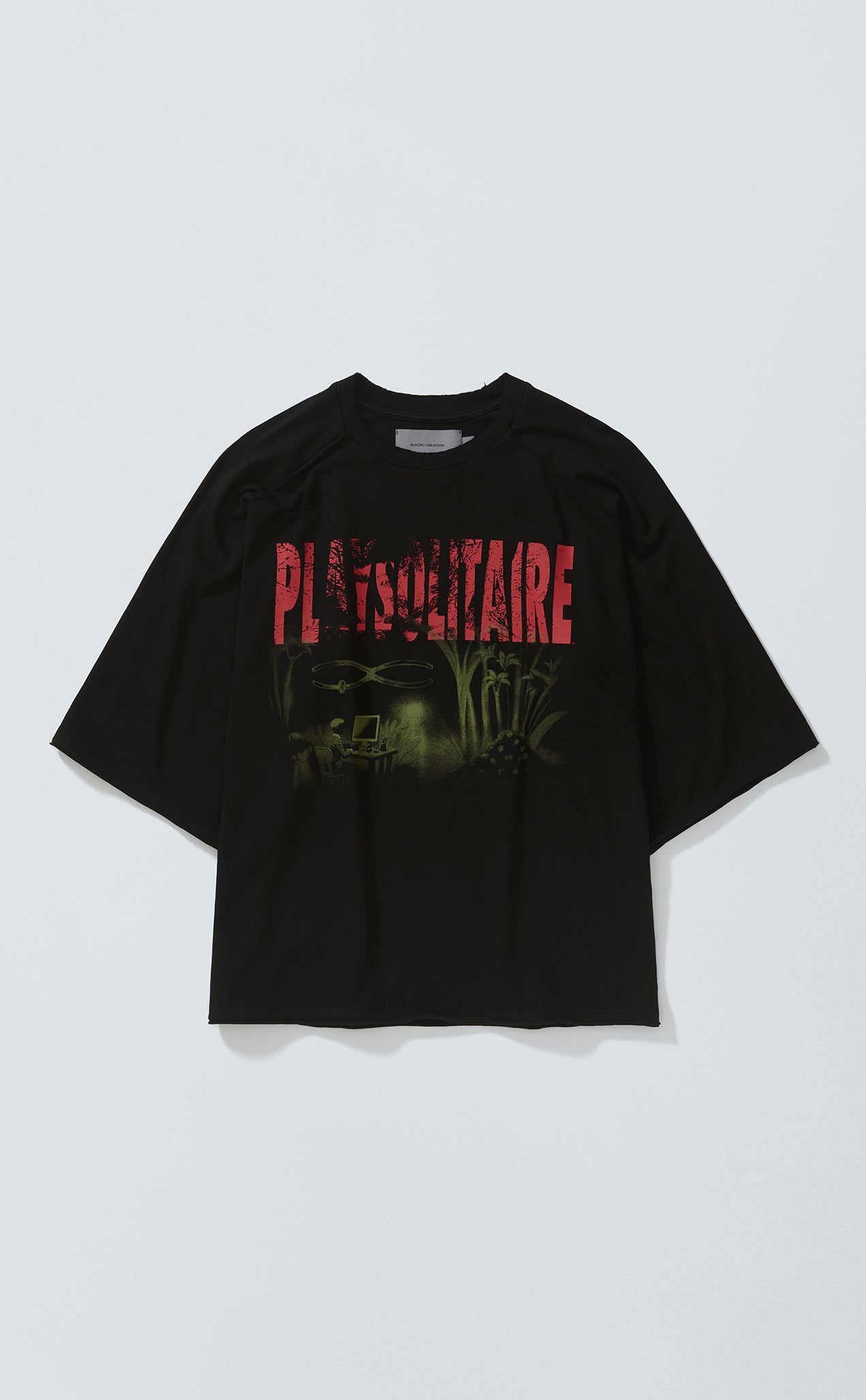 T-SHIRT PIQUET PLAYSOLITAIRE OVERSIZED RAGLAN BLACK