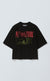 T-SHIRT PIQUET PLAYSOLITAIRE OVERSIZED RAGLAN BLACK