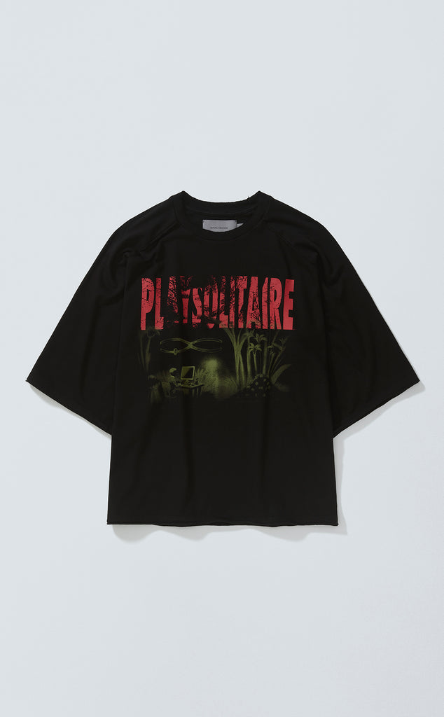 T-SHIRT PIQUET PLAYSOLITAIRE OVERSIZED RAGLAN BLACK